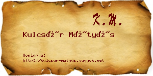 Kulcsár Mátyás névjegykártya